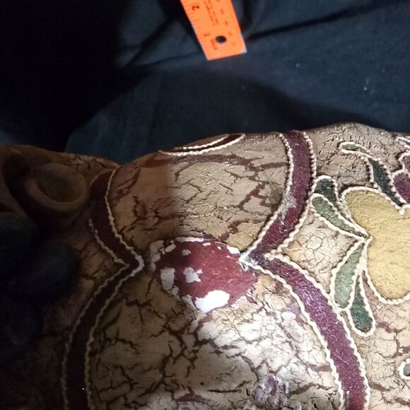 Decorative Hand-Painted Elephant Figurine With Floral Accents & Crackled Texture - Picture 4 of 9
